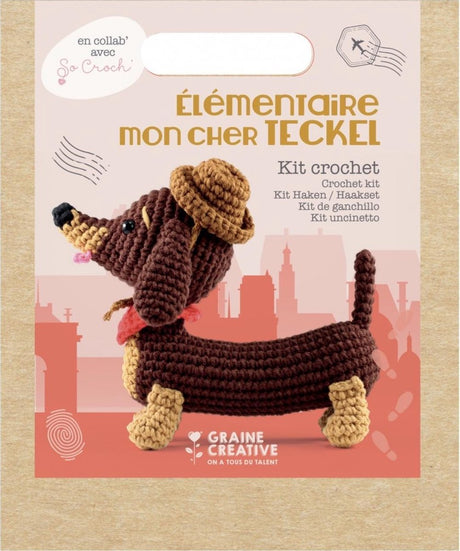 Zestaw kreatywny na szydełku jamnik amigurumi - 18 cm pluszowy pies - prezent