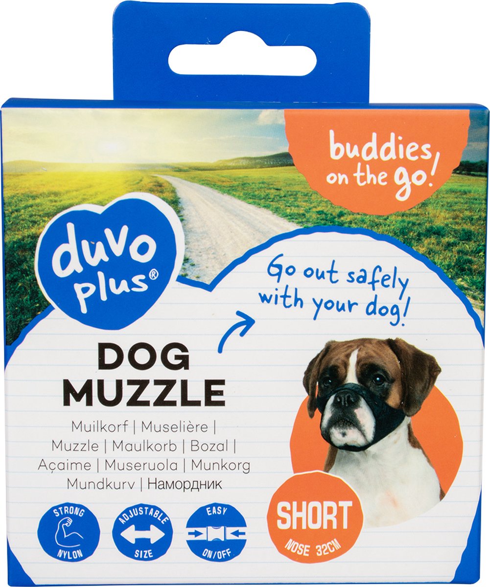 Duvo plus - muilkorf - hond - muilband nylon platte snuit 51-71cm - 1st