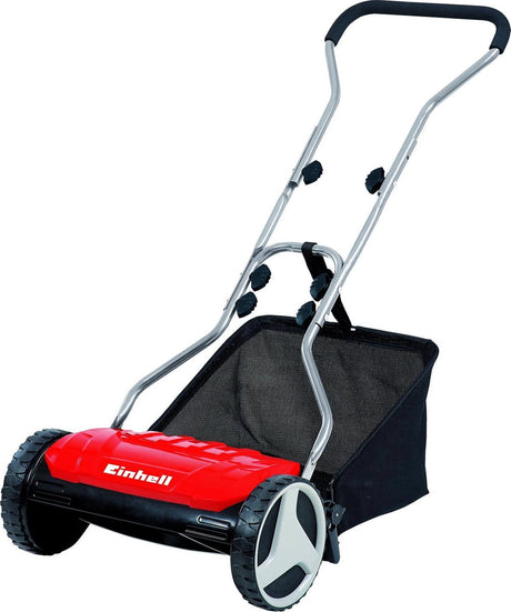 Kosiarka cylindryczna Einhell ge-hm 38 s-f - szerokość koszenia: 38 cm - zalecana powierzchnia trawnika: do 250 m² - pojemnik zbierający 26 l - wysokość koszenia: 13-38 mm