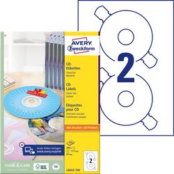Etykiety na płyty CD DVD Avery L6043-100 białe 200 sztuk