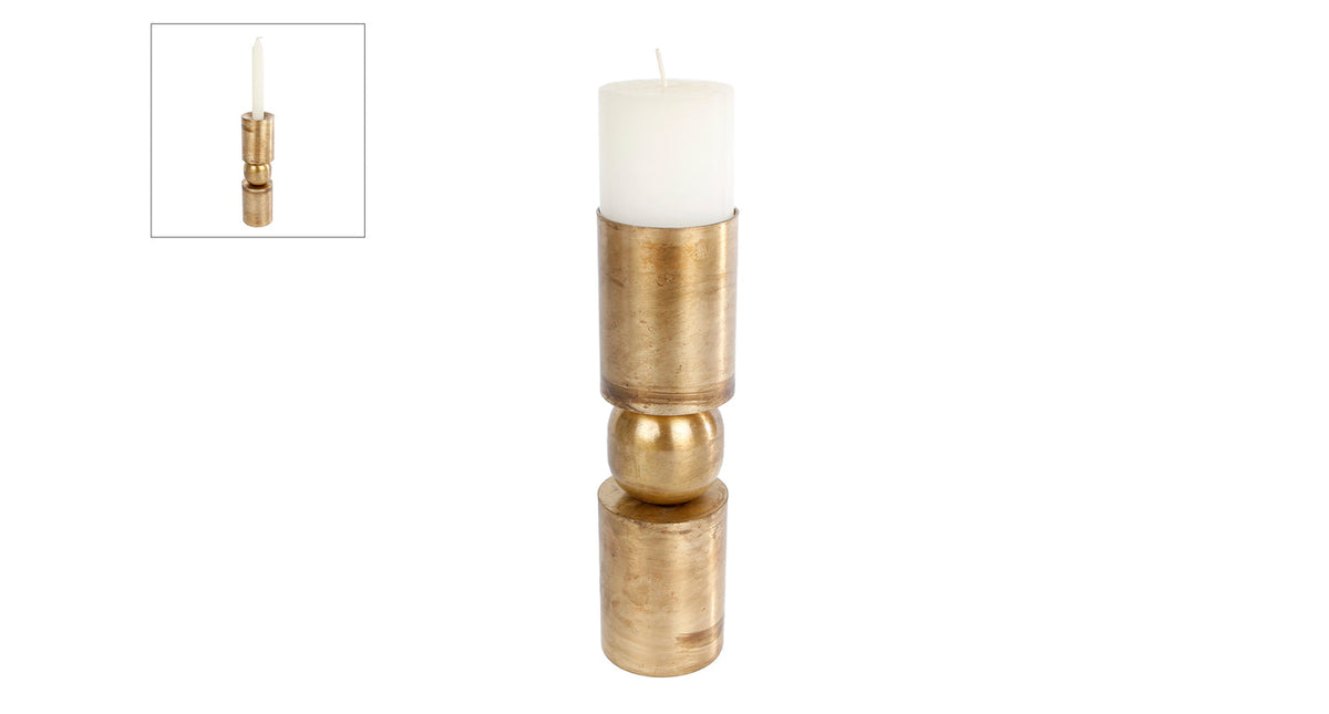 Theelichth kandelaar marco l goud metaal 6,2x6,2x22,5cm