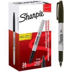 Markery permanentne Sharpie | słuszna uwaga | czarny atrament | 24 sztuki