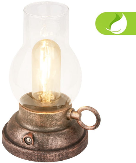 B.k.licht briloner kanea - lampa stołowa z możliwością ładowania - stylowa lampa naftowa - lampa zewnętrzna z funkcją dotykową - ściemniane oświetlenie ogrodowe - ip44 - ciepłe białe światło - ø10,5 x 17,5 cm - brąz