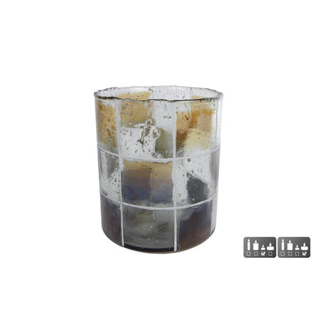 Bloki świeczników na tealighty Cosydecor l szkło 11x11x13cm brązowo-zielone