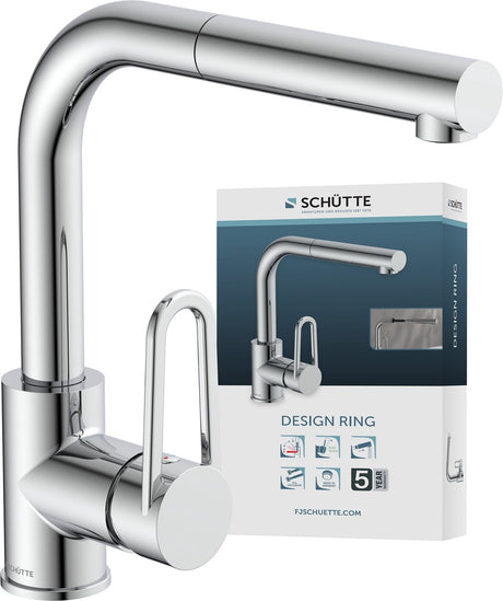 Bateria kuchenna z pierścieniem designerskim Schütte - bateria mieszająca - z wyciąganą wylewką - chrom