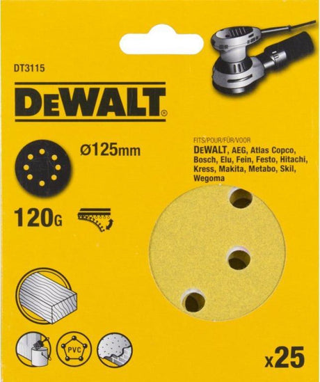 Akcesoria Dewalt dewalt dt3115-qz - krążki papierowe - p120 - 125mm - mocowanie rzepowe