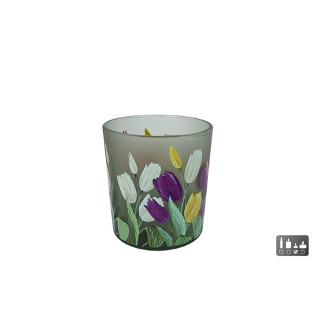 Tealight Tulip wielokolorowe szkło 7,5x7,5x8cm
