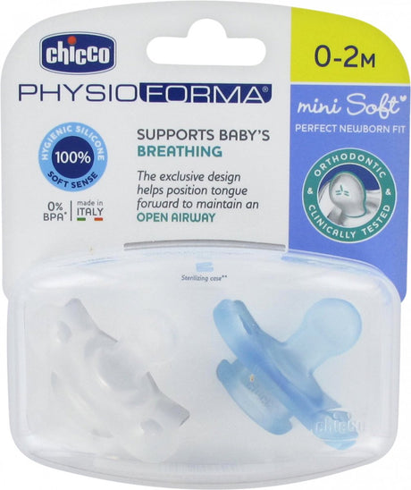 Smoczek Chicco physio soft 0m+ silikon niebieski przezroczysty