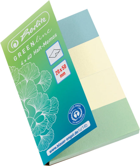 Herlitz karteczki samoprzylepne 20x50mm 4x40ark. greenline mieszane kolorystycznie