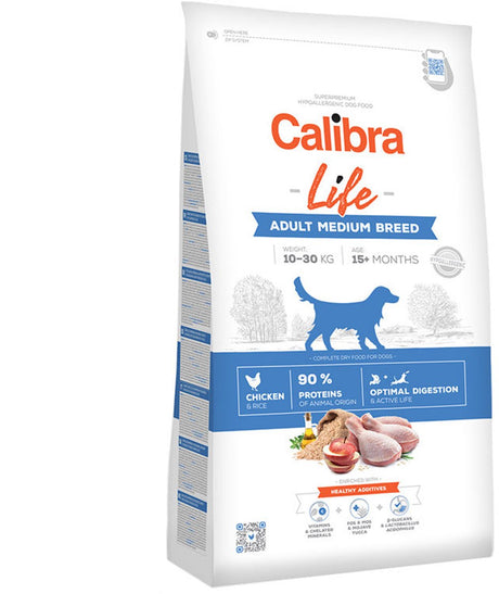 Calibra dog life dla dorosłych średnich ras - karma dla psów - kurczak - 12 kg - hipoalergiczna - dla dorosłych średnich ras