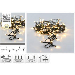 Brak ognia Świąteczne oświetlenie LED na zewnątrz, 240 LED ciepłobiałe 0,5cm światło 7,5 cm pomiędzy światłami, IP44 | 2 szt