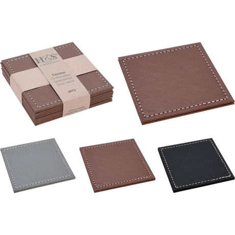 Zestaw podkładek do stylizacji domu ze sztucznej skóry 4-częściowy 10x10cm