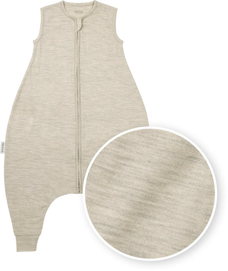 Meyco Baby Studio Collection Kombinezon do spania z merynosów ze stałymi rękawami – wełna merynosów – piaskowy melanż – 104 cm – 0,5 tog