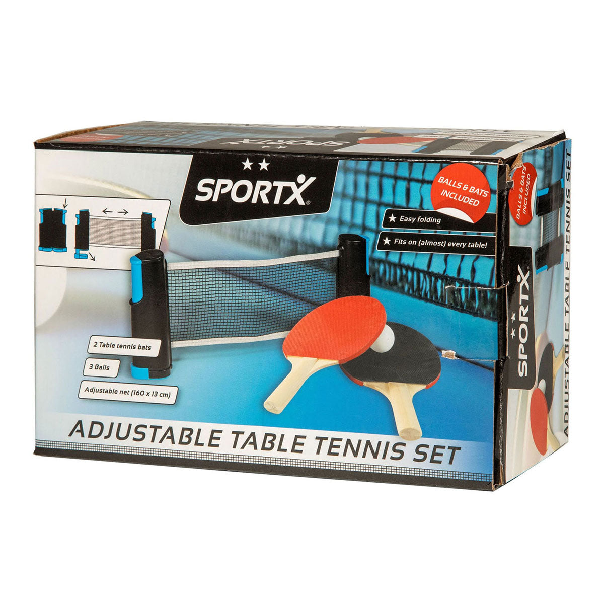Sportx Rollable Table Tennis Network z 2 nietoperzami