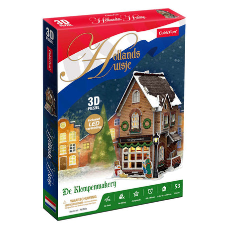 Cubic fun Puzzle 3D fabryka chodaków oświetlenie LED świąteczne zabawki wioski.