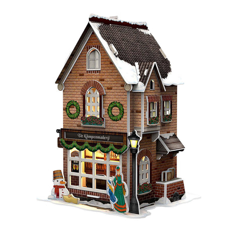 Cubic fun Puzzle 3D fabryka chodaków oświetlenie LED świąteczne zabawki wioski.