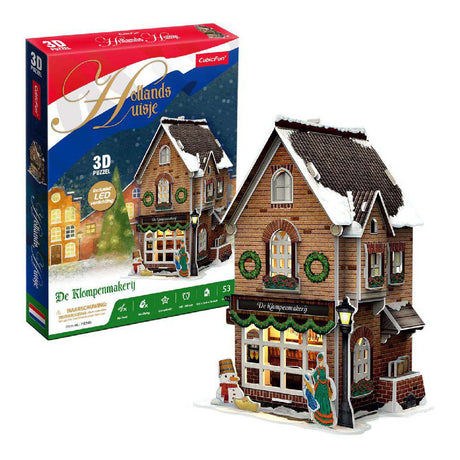 Cubic fun Puzzle 3D fabryka chodaków oświetlenie LED świąteczne zabawki wioski.