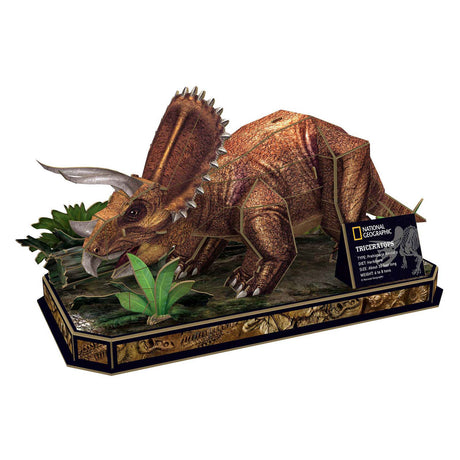 Zabawne sześcienne puzzle 3D Triceratops – drewniany zestaw do budowania