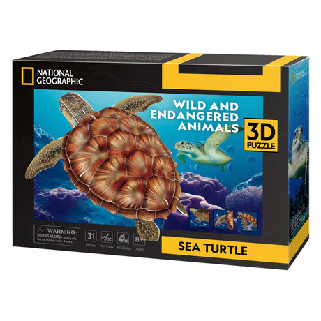 Zabawna sześcienna łamigłówka 3D z żółwiem morskim National Geographic