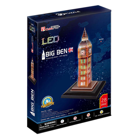 Zabawna sześcienna łamigłówka 3D Big Ben z oświetleniem LED