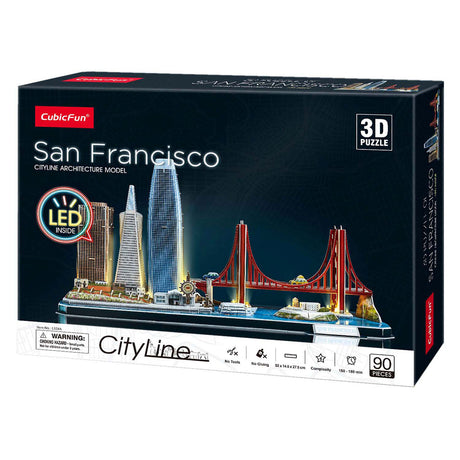 Zabawna sześcienna łamigłówka 3D City Line San Francisco z oświetleniem LED