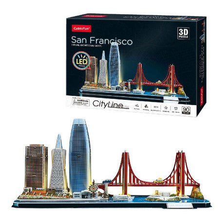 Zabawna sześcienna łamigłówka 3D City Line San Francisco z oświetleniem LED