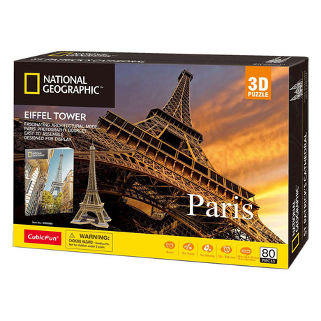 Puzzle sześcienne National Geographic 3D Wieża Eiffla - 80 elementów - wysokość 70,9 cm