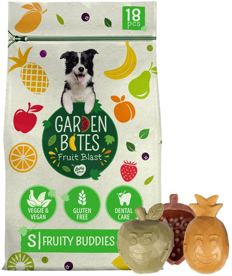 Garden Bits duvoplus - owocowe przekąski dla psów kumpli - przysmaki dla psów - wegetariańskie bezglutenowe - małe 18szt