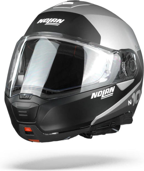 Kask Nolan n100-5 plus charakterystyczny 30 flat silver black blue system - kask motocyklowy - rozmiar l