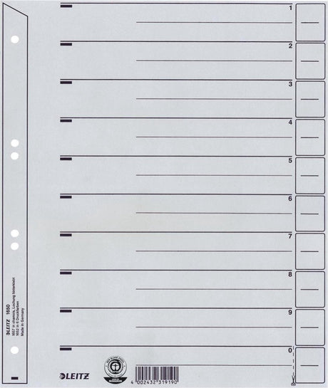 Zakładki numeryczne Leitz 1650, szary karton