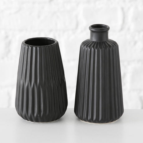 Wazon domowy Boltze esko ceramiczny wys. 17 cm czarny, średnica 8 cm