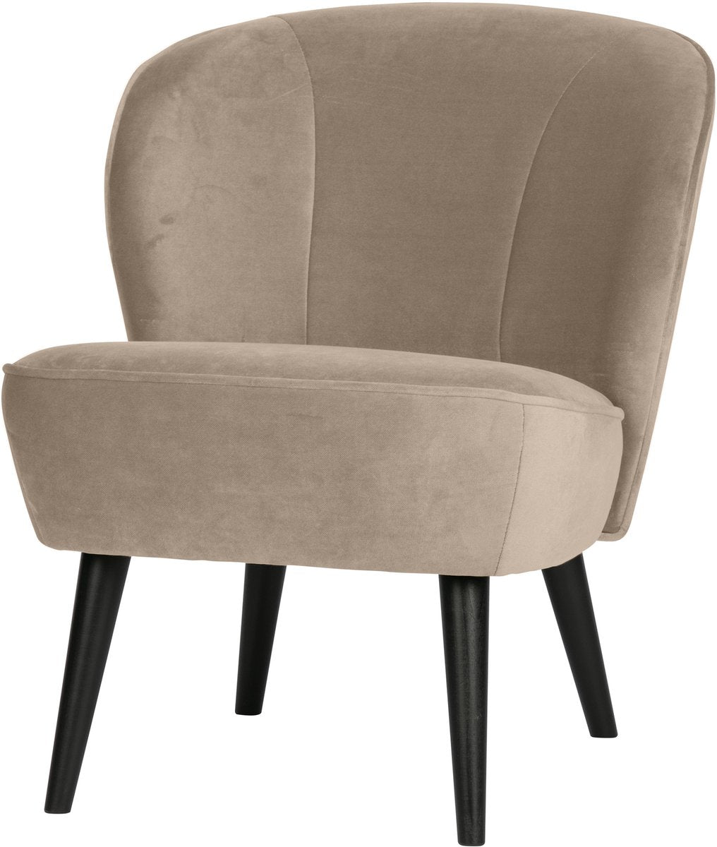 Fotel Woood Sara - aksamit - khaki - 59x71x70