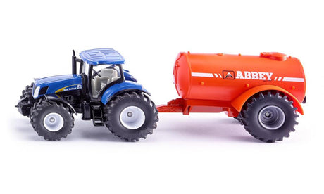 Siku 1945, traktor New Holland z jednoosiowym statkiem pływającym, skala 1:50, metaloplastyk,