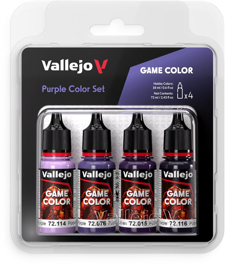 Vallejo hobby paint farba akrylowa - 72382 kolor gry - fioletowy zestaw kolorów - zestaw akrylowy zestaw farb - 4x 18 ml