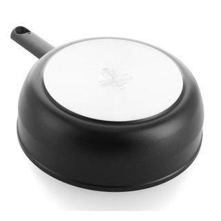 Patelnia indukcyjna Bk Easy 28cm z pokrywką - 4,6l - powłoka nieprzywierająca niezawierająca pfas - patelnia indukcyjna - patelnia ceramiczna - można używać w piekarniku do 160°c - zimne uchwyty - ze szklaną pokrywą - czarna