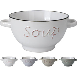 Miska na zupę z uchwytami ceramicznymi | 4 sztuki