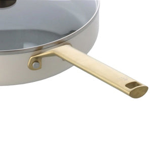 Bk sublime patelnia do smażenia 28 cm z pokrywką - 3,6 l - powłoka nieprzywierająca niezawierająca pfas - patelnia do smażenia na indukcji - patelnia ceramiczna - można używać w piekarniku do 220°c - ze szklaną pokrywą - krem