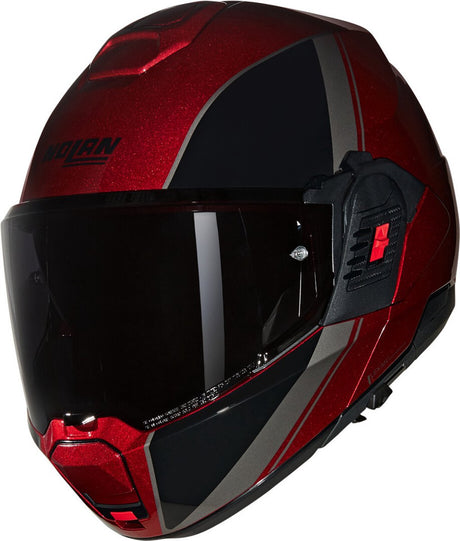 Nolan n120-1 verniciatura special 344 kask systemowy trzewny czerwony czarny błyszczący - rozmiar xs - kask