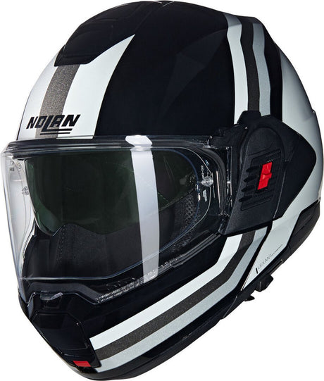 Kask systemowy Nolan n120-1 lineo 348 czarno-biało-srebrny połysk - kask