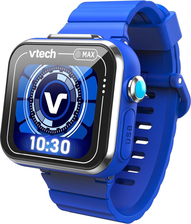 Inteligentny zegarek Vtech Kidizoom Max w kolorze niebieskim.