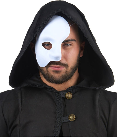 Smiffys half gezichtsmasker wit voor volwassenen - phantom of the opera oogmasker - feestmaskers