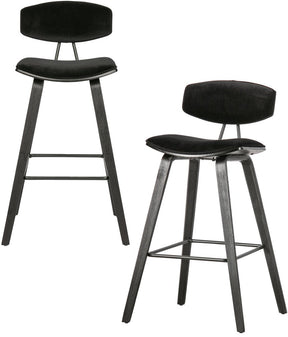 Woood senn barstoelen - fluweel - zwart - set van 2