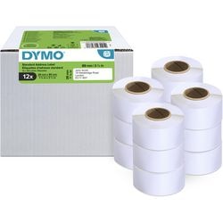 Oryginalne etykiety adresowe firmy Dymo | 28 mm x 89 mm | 12 rolek po 130 etykiet każda (1560 etykiet samoprzylepnych | pasuje do drukarek etykiet