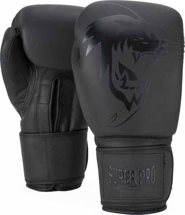 Super pro combat gear legend lederen (kick)bokshandschoenen grijs 14oz