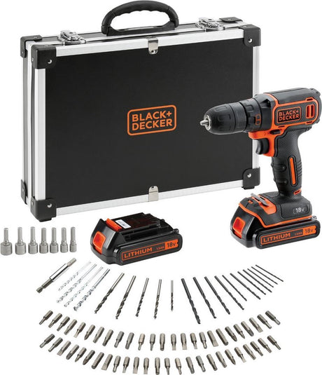 Zestaw wkrętarki 18 V Black+decker z walizką transportową z akcesoriami - bdcdc18bafc-qw