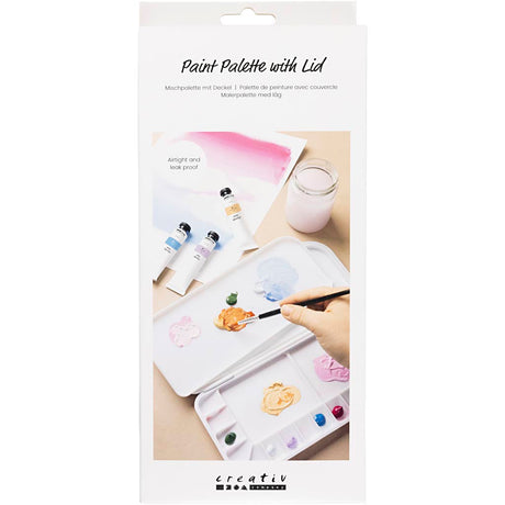 Firma Creativ https: www.cchobby.nl paleta malarska-z-pokrywką-rozmiar-27x12-7x2-3-cm-srebrno-biała-1-częściowa