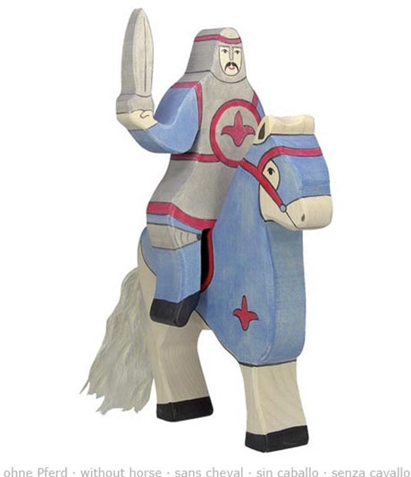 Bajki i rycerze Holztiger - niebieski rycerz - 10x2x19cm - drewniana figura - bez konia