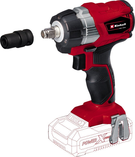 Profesjonalna akumulatorowa wkrętarka udarowa Einhell te-cw 18 li bl solo - power x-change - 18 v li-ion - 215 nm - oświetlenie LED - adapter do bitów do śrub - nie dotyczy. akumulator i ładowarka