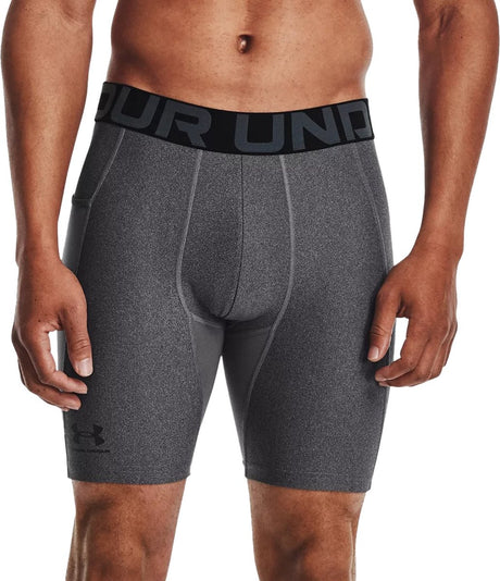 Spodenki Under Armour UA HG Armor – Szare męskie spodnie sportowe – Carbon Heather – Czarne