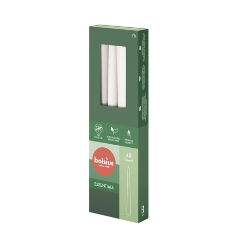 Świece gotyckie Bolsius Essentials 245 24 mętna biel 4 sztuki w opakowaniu
